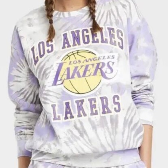Los Angeles Lakers Purple Tie Dye Sweatshirt Hybrid Apparel - Picture 1 of 4